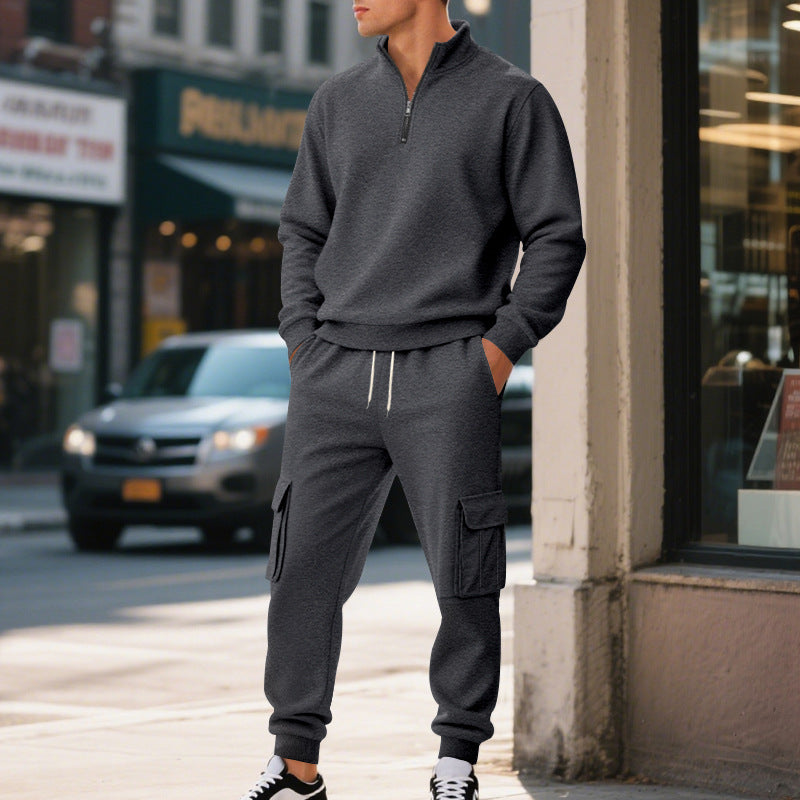 Men's sporty leisure set with high collar and practical cargo pockets Lisslune