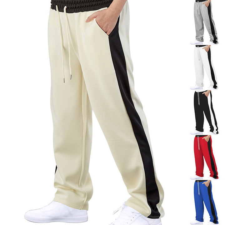 Men's Comfortable Sporty Jogging Pants with Elastic Waistband and Contrasting Side Inserts Lisslune