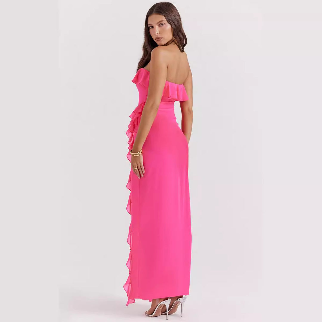 Ladies evening dress in elegant ruffle style