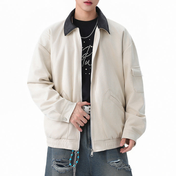 Men's Oversized Utility Jacket with practical zipper Lisslune