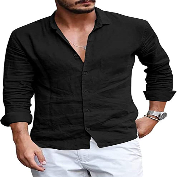 Men's shirt made of high-quality linen with a stylish collar and casual fit Lisslune