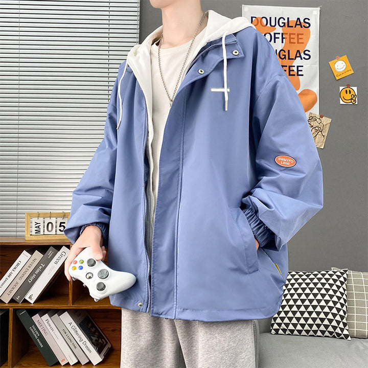 Men's casual transitional jacket with adjustable hood and breathable lining Lisslune