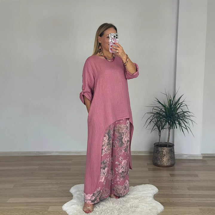 Women’s casual long sleeve shirt with asymmetric hem Lisslune
