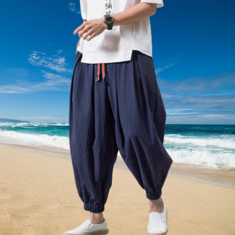 Men's loose casual pants with elastic waistband and practical pockets Lisslune