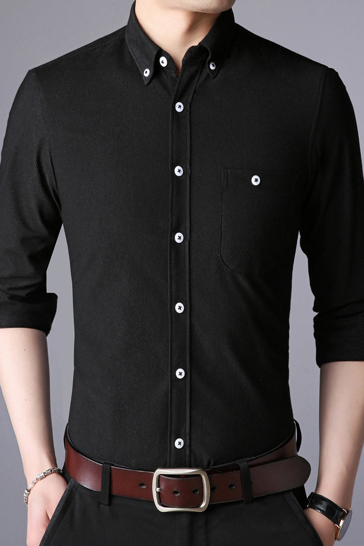 Men's long sleeve shirt with classic button-down collar Lisslune