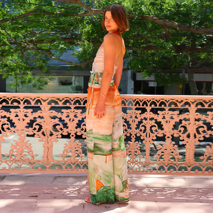 Women's wrap jumpsuit with floral design and elastic waistband Lisslune