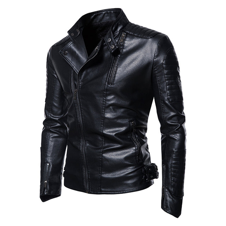 Men's biker jacket in modern design with sturdy zippered pockets Lisslune