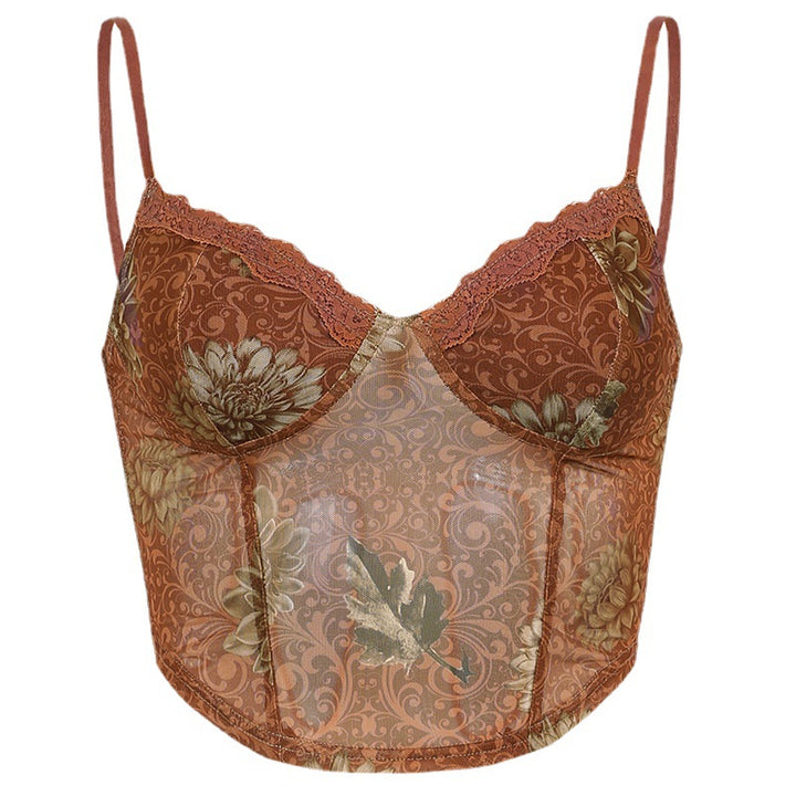 Ladies lace corset top with floral design and sophisticated cut Lisslune