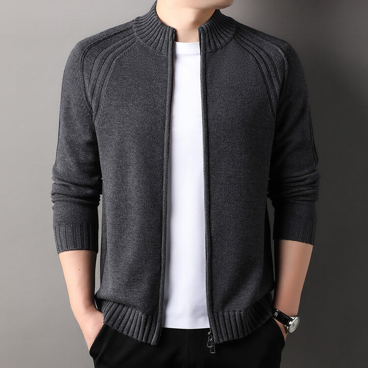 Men's zip-up cardigan with high collar Lisslune