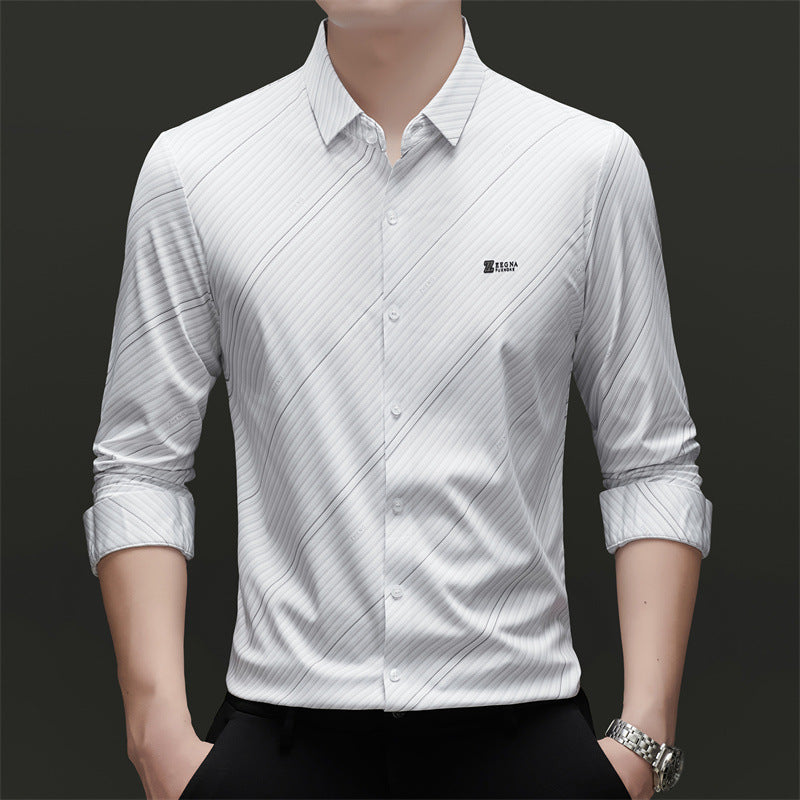 Men's finely striped long-sleeve shirt with modern cut Lisslune