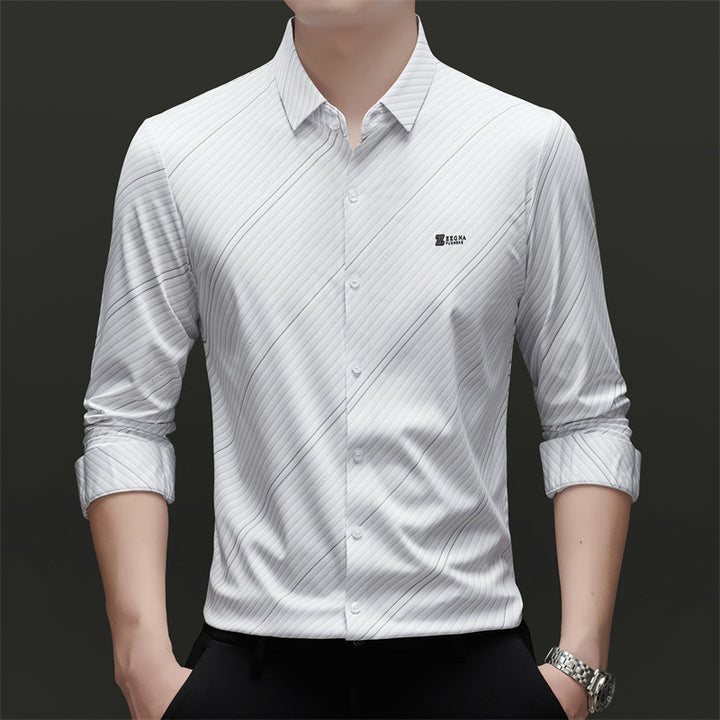 Men's finely striped long-sleeve shirt with modern cut Lisslune