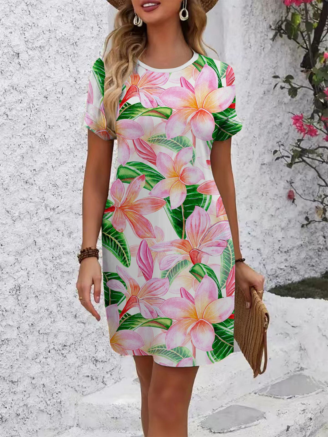 Women's comfortable casual dress with vibrant floral pattern and loose fit Lisslune