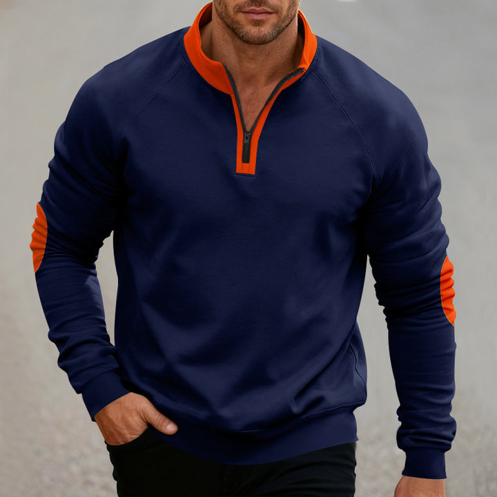 Men's sporty hoodie with short zipper and fashionable contrast elements Lisslune