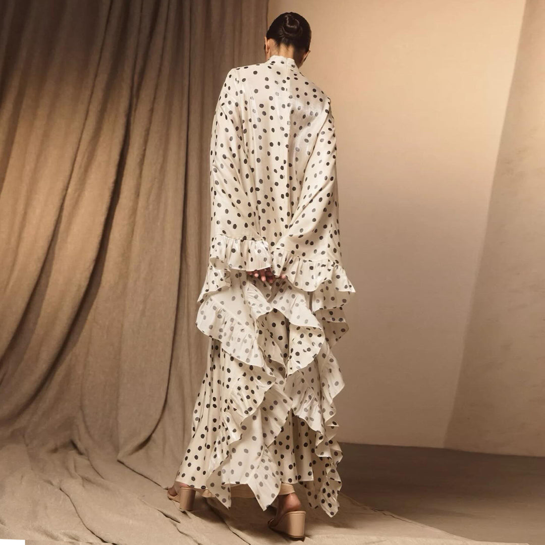 Women's maxi dress with eye-catching dots and trendy ruffle design Lisslune