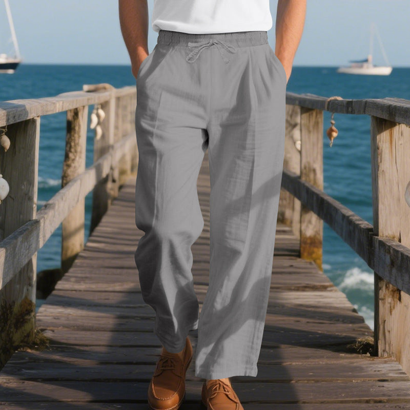 Men's loose beach pants with elastic waistband and practical side pockets Lisslune