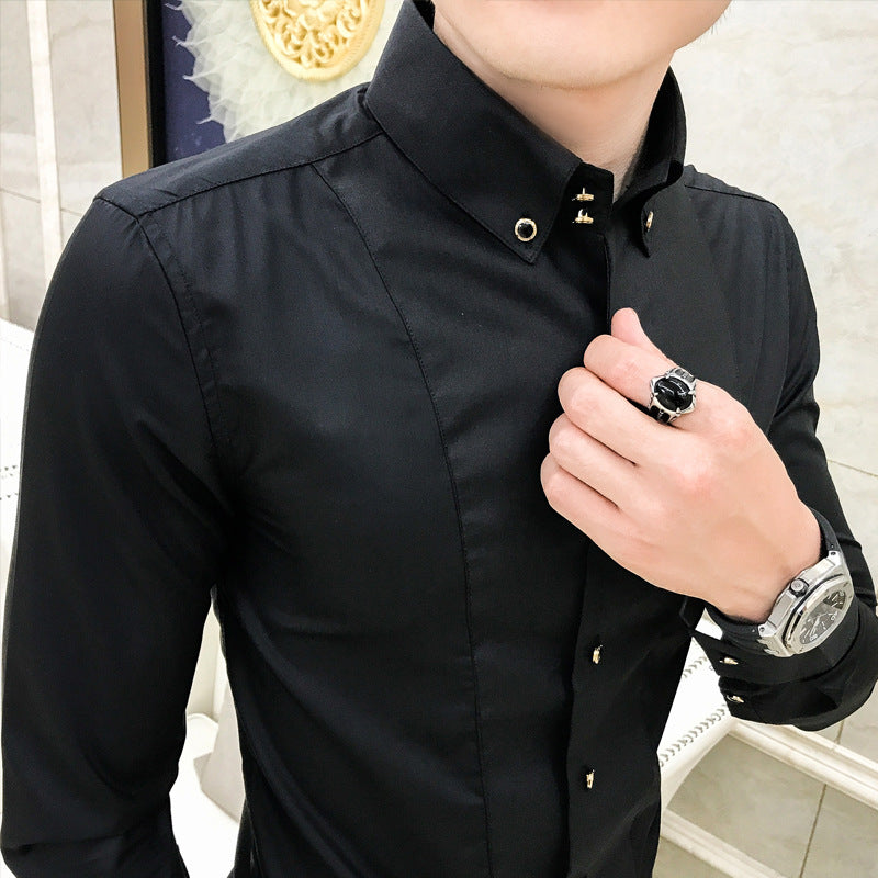 Men's Elegant Long Sleeve Shirt with Fine Button Details Lisslune