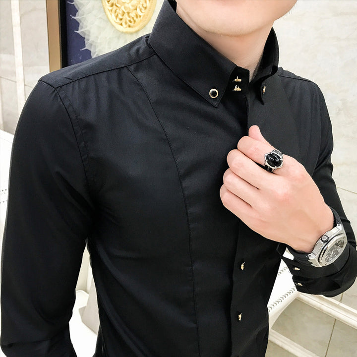 Men's Elegant Long Sleeve Shirt with Fine Button Details Lisslune
