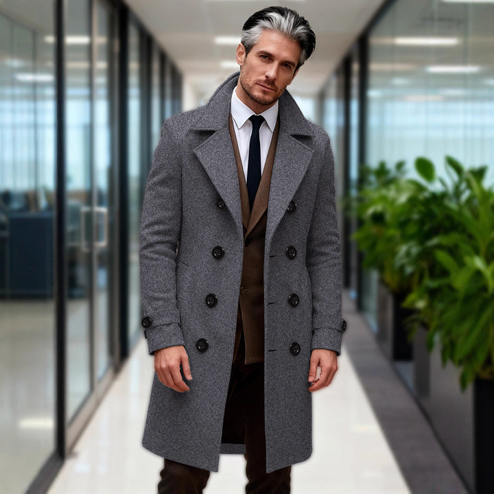 Men's Double-Breasted Wool Coat with Modern Cut Lisslune