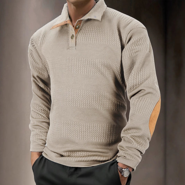 Men's structured long sleeve polo shirt with high-quality contrast elements Lisslune