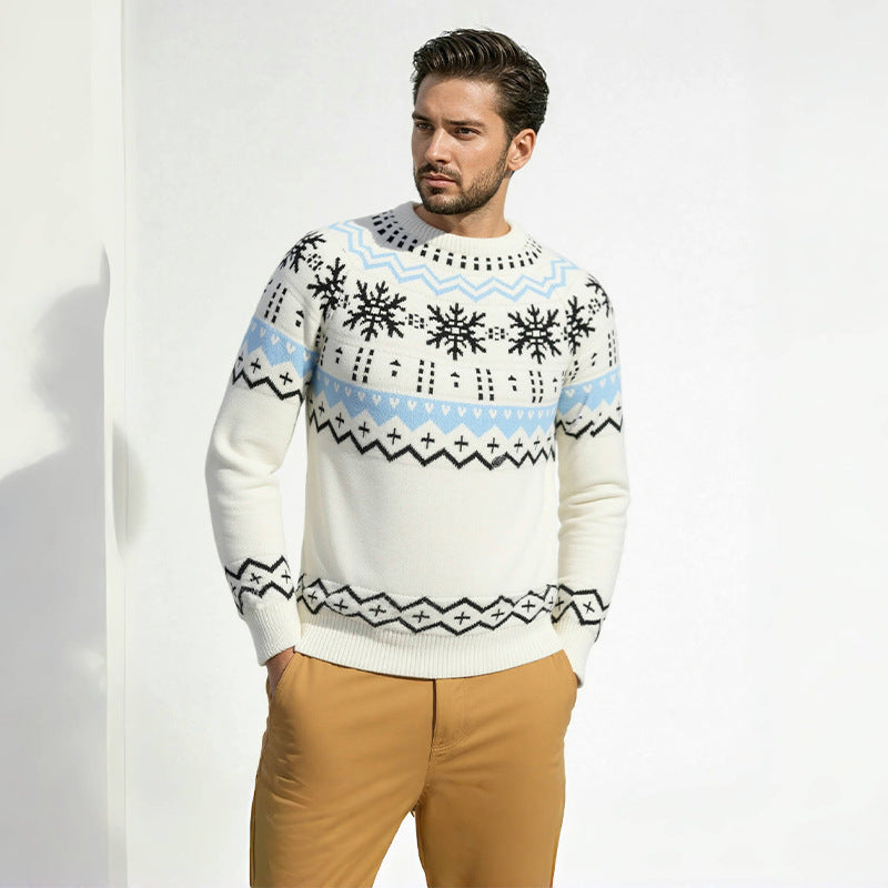 Men's cozy Norwegian sweater with winter design Lisslune