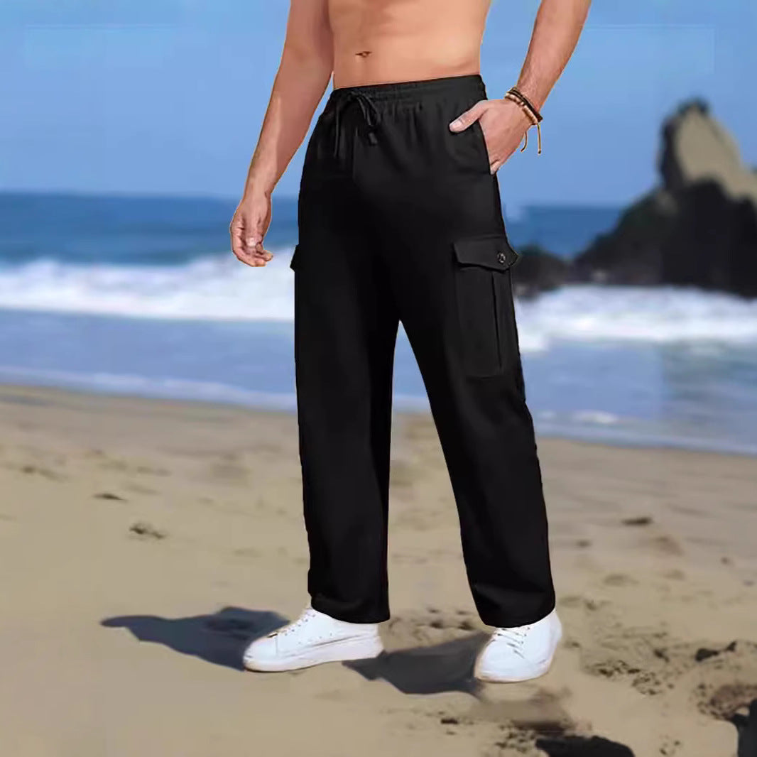 Men's cargo pants with versatile pockets and elastic waistband Lisslune