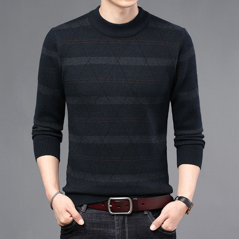Men's Sweater Made Of High-Quality Wool with Modern Diamond Pattern Lisslune