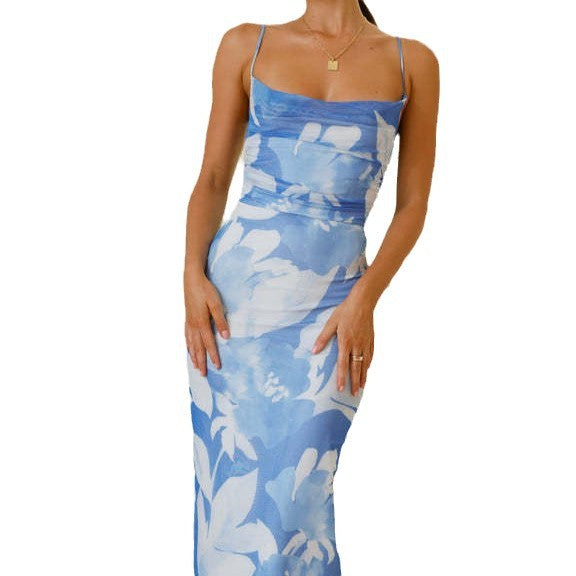 Women's maxi dress with sleeveless cut and elegant floral design Lisslune