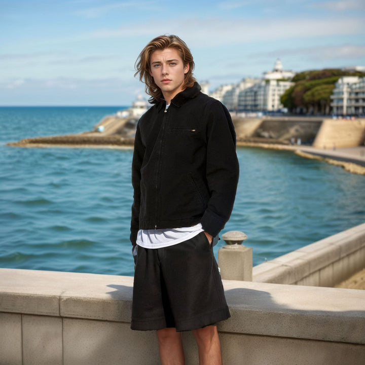 Men's modern casual jacket with textured design Lisslune