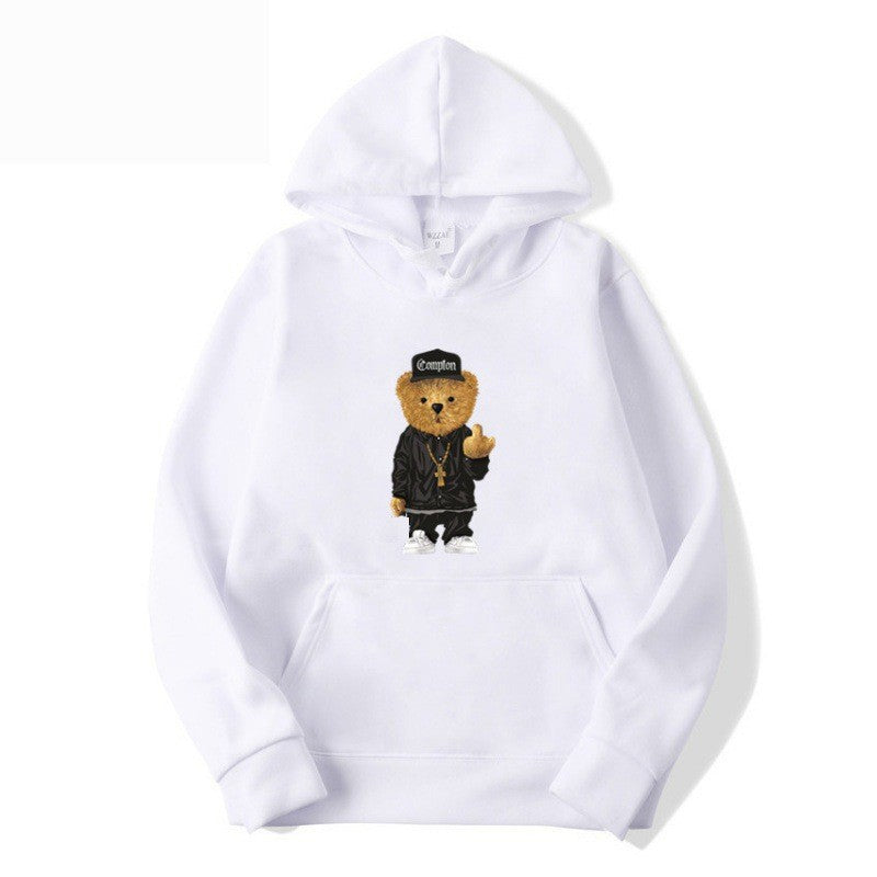 Women’s hoodie with artistic bear design and kangaroo pocket Lisslune