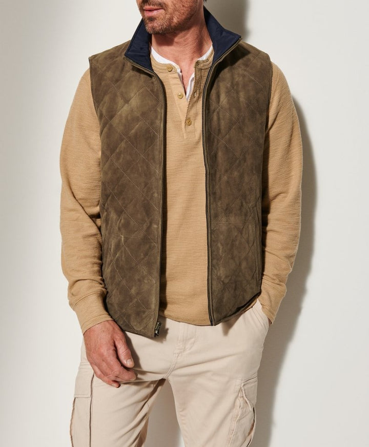 Men's quilted vest made of high-quality suede Lisslune