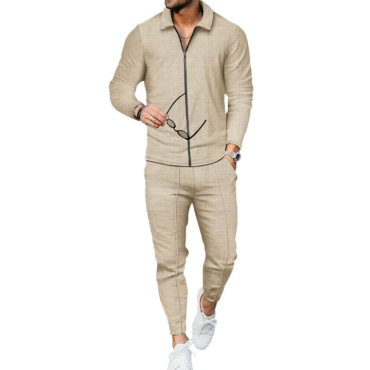 Men's breathable sports set with zipper and elastic waistband Lisslune