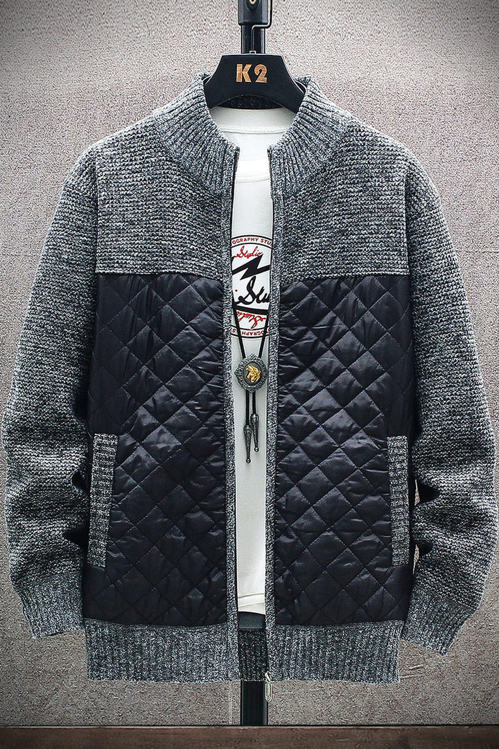Men's quilted jacket with knit details and high collar Lisslune