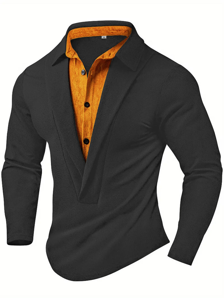 Men's Elegant Long Sleeve Shirt with Modern Collar and Textured Design Lisslune