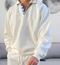 Men's Long Sleeve Polo Shirt with Elegant V-Neck and Stylish Contrast Details Lisslune