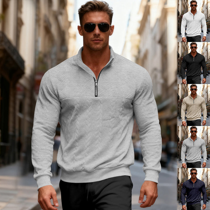 Men's sporty sweater with high collar and fashionable zipper Lisslune