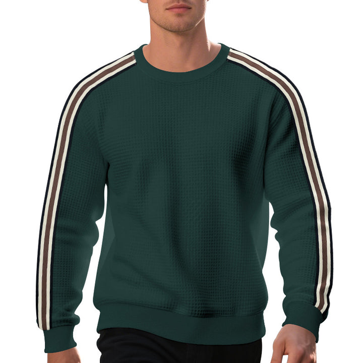 Men's Comfortable Sweatshirt with Textured Design and Stylish Stripe Details Lisslune