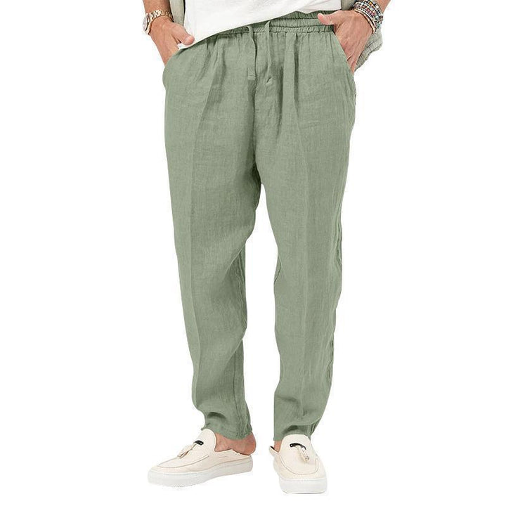 Men's Loose Linen Pants with Elastic Waistband Lisslune