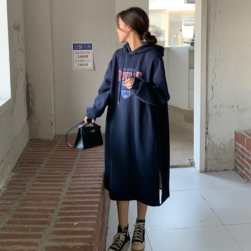 Women's hoodie dress with casual cut and stylish graphic print Lisslune