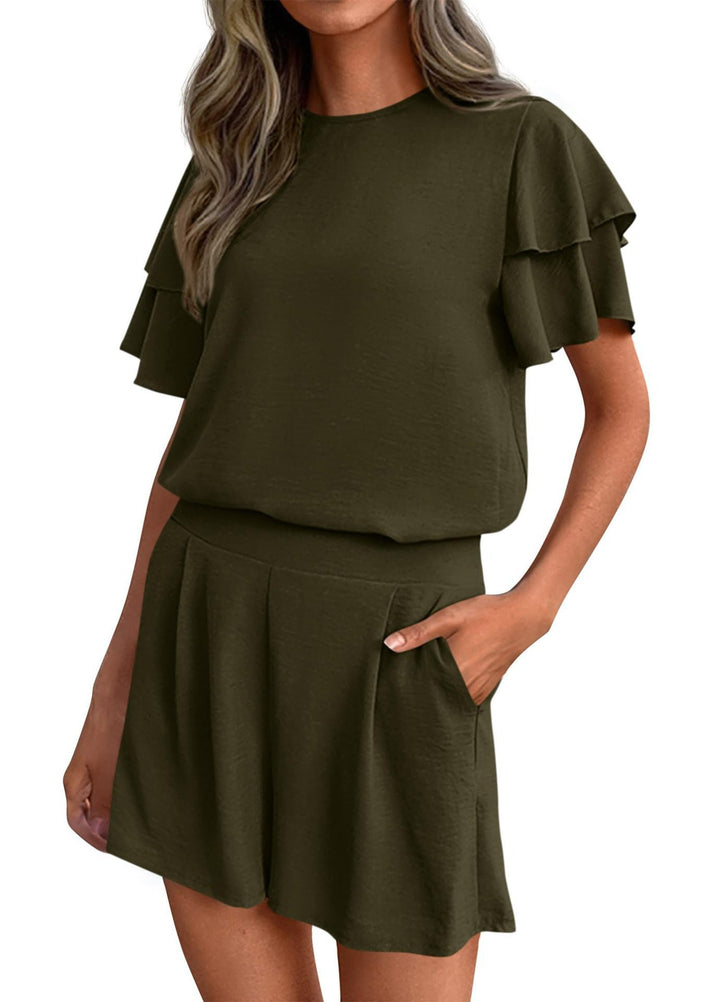 Women's Playful Jumpsuit with Ruffle Details and Side Pockets Lisslune