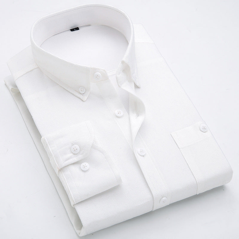 Men's cord shirts with button-down collar and patch chest pocket Lisslune