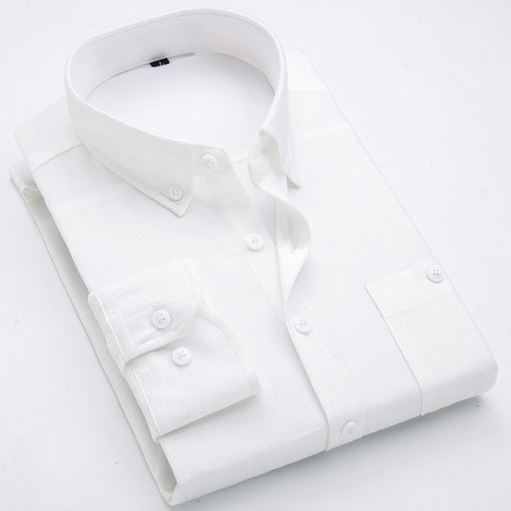 Men's cord shirts with button-down collar and patch chest pocket Lisslune