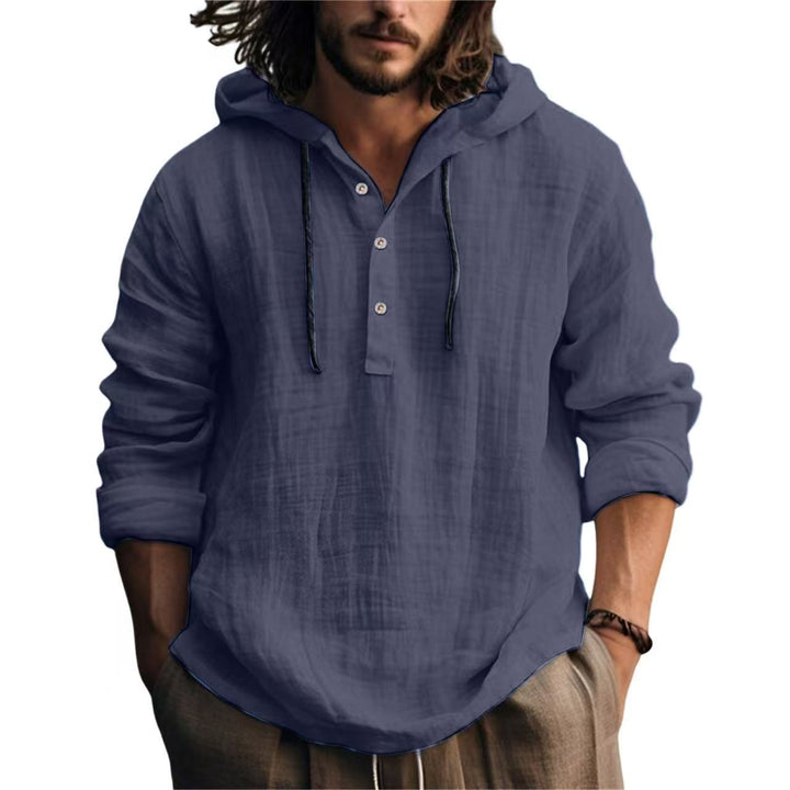Men's casual hoodie with button placket and breathable fabric Lisslune