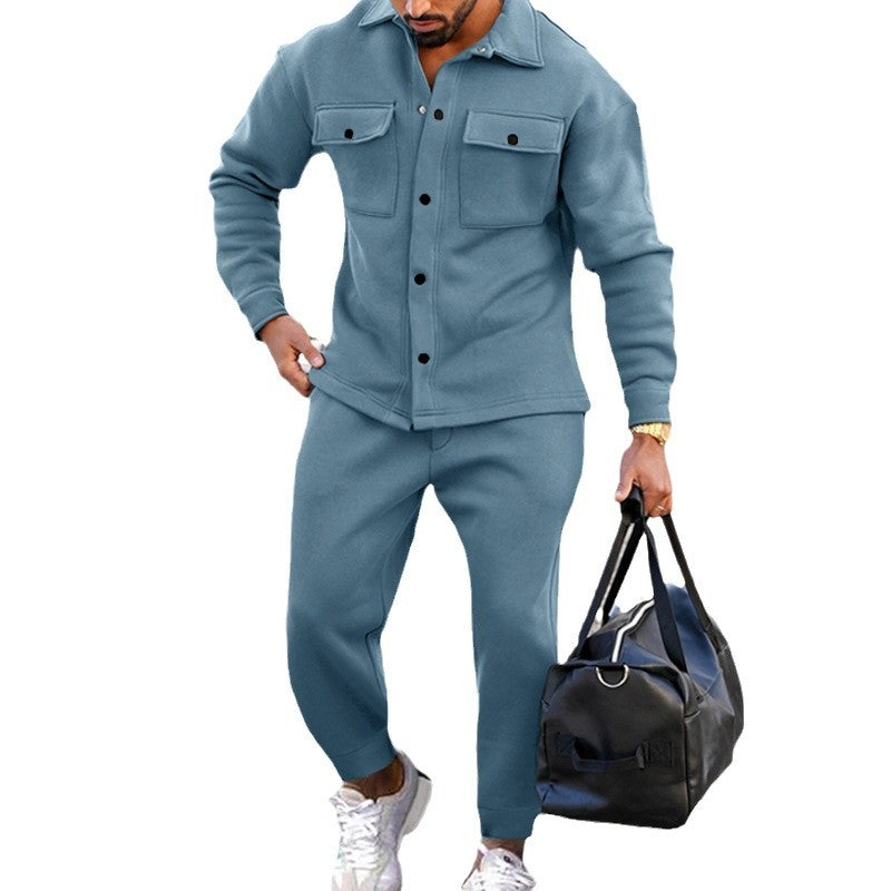 Men's leisure suit made of soft fleece with practical pockets Lisslune