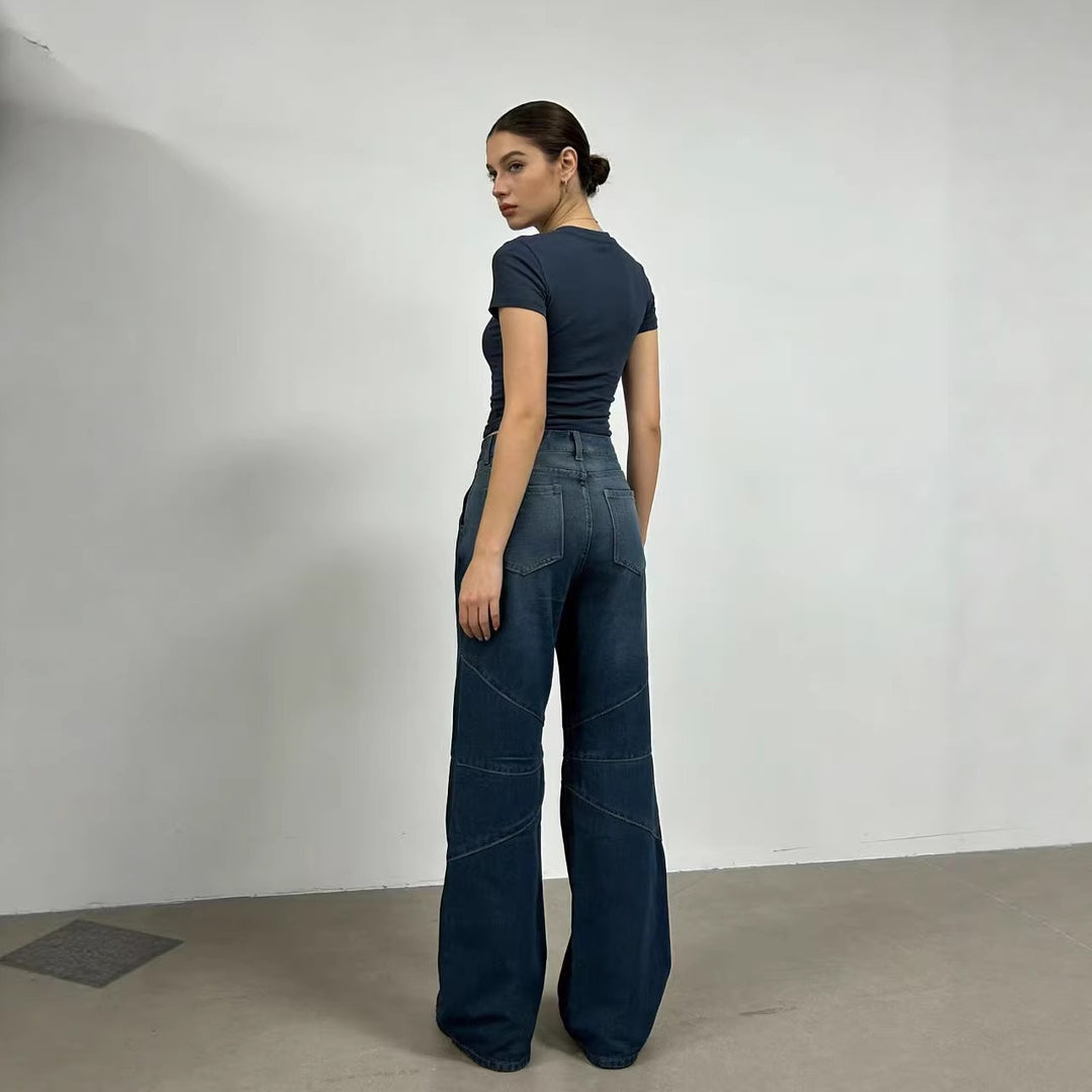 Damen Weit geschnittene Jeans mit einzigartigen Nahtdetails Lisslune