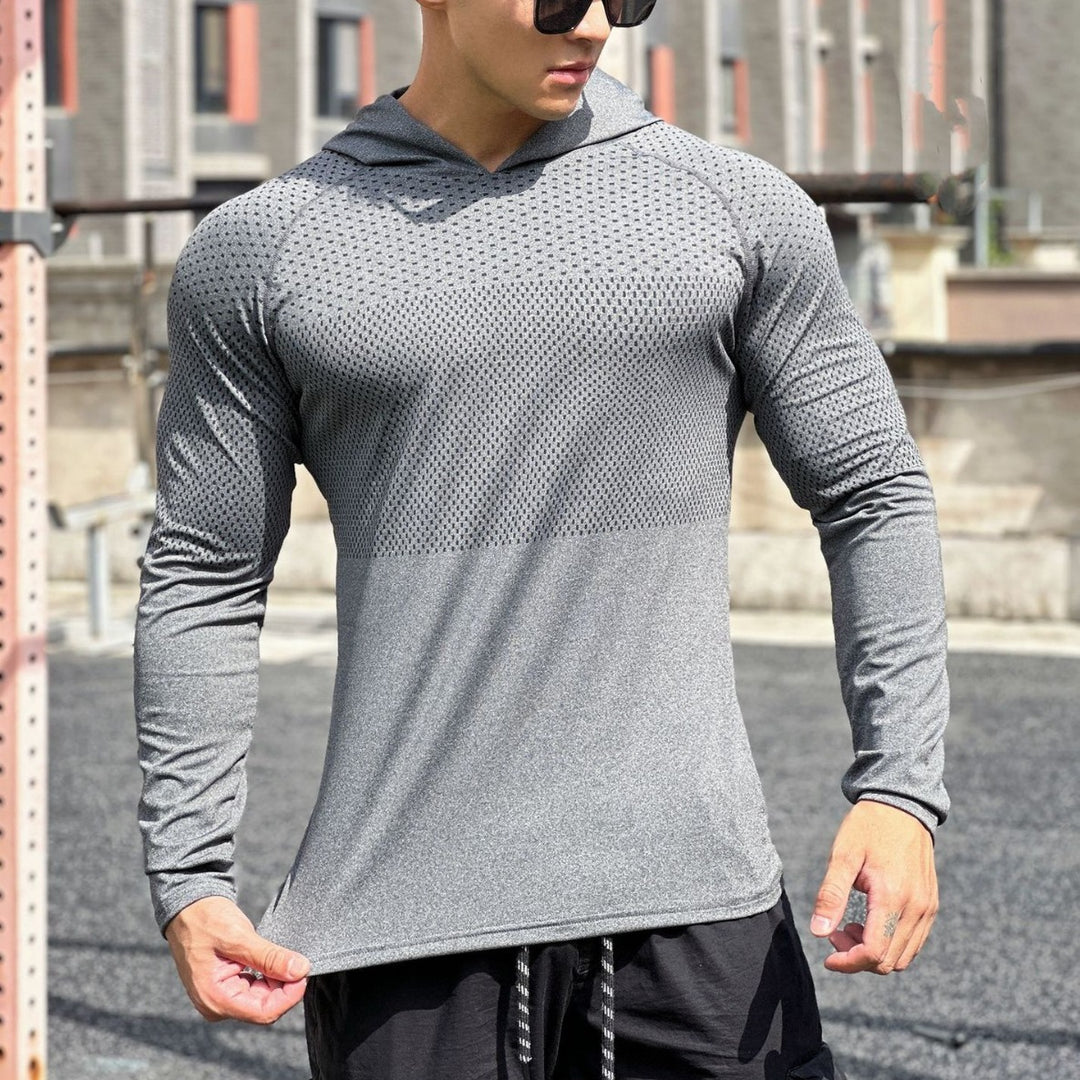 Men's Sporty Long Sleeve Shirt with Breathable Mesh Insert Lisslune