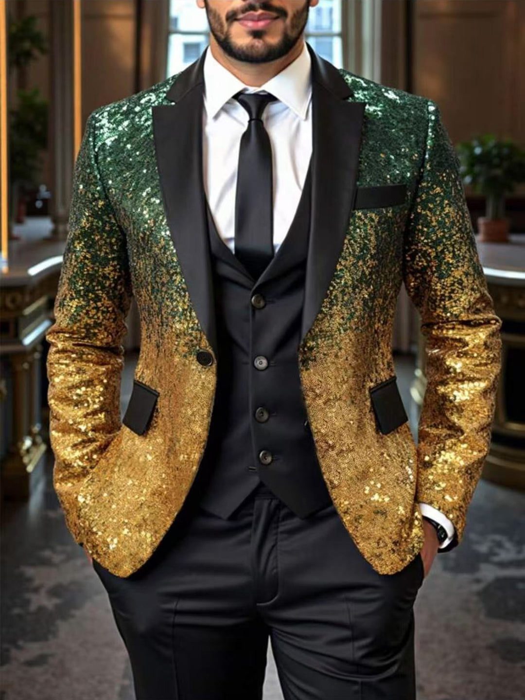 Men's elegant sequin blazer with modern cut Lisslune