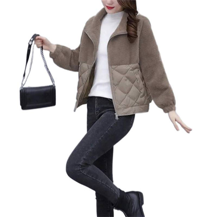 Women versatile fleece jacket with quilted detail and elegant cuffs Lisslune