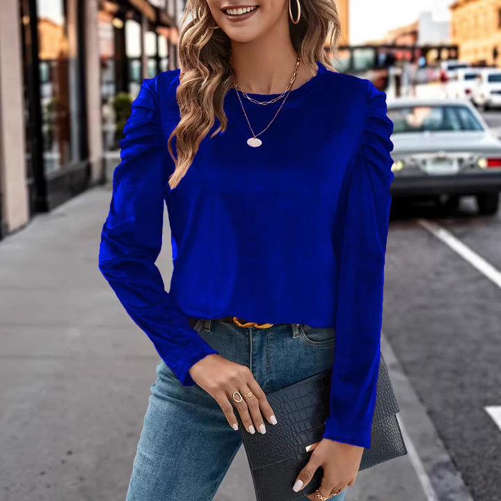 Damen Elegantes Langarmshirt mit Raffungen Lisslune