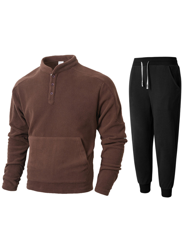 Men's fleece sweatshirt with high collar and practical side pockets Lisslune