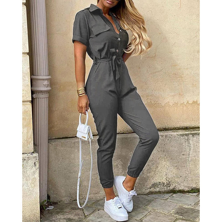 Damen eleganter Jumpsuit mit tailliertem Schnitt und praktischen Taschen Lisslune